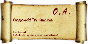 Orgován Amina névjegykártya